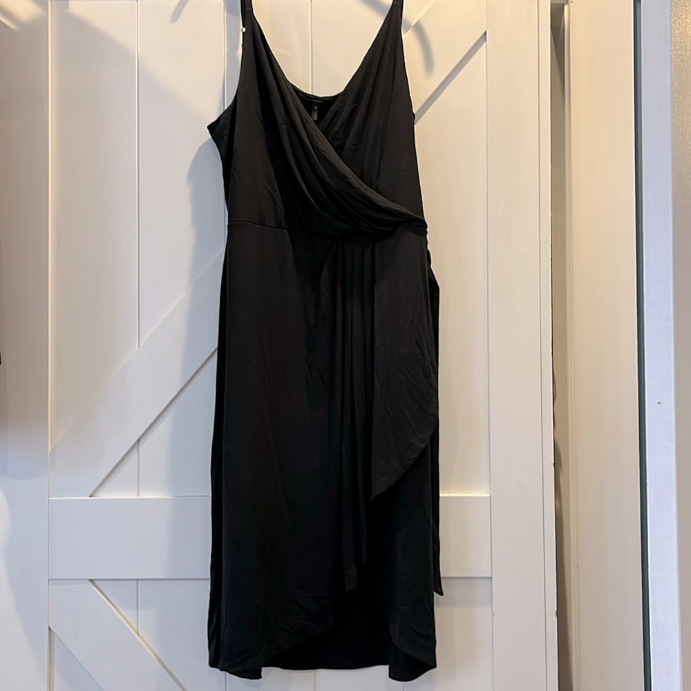 WHBM Black Cocktail Faux Wrap Dress - 16
